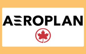 Text in a white rectangle on a light orange background. Text reads, "Aeroplan" with the Aeroplan logo beneath.